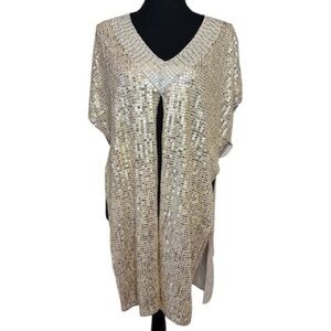 Chicos Gold Sequin Tunic Top size 2